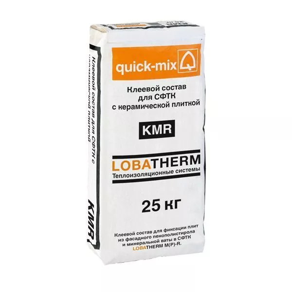 KMR, Quick-mix, Клеевой состав для утеплителя для СФТК с отделочным слоем из штучных материалов, сер - Тёплая Керамика - Изображение