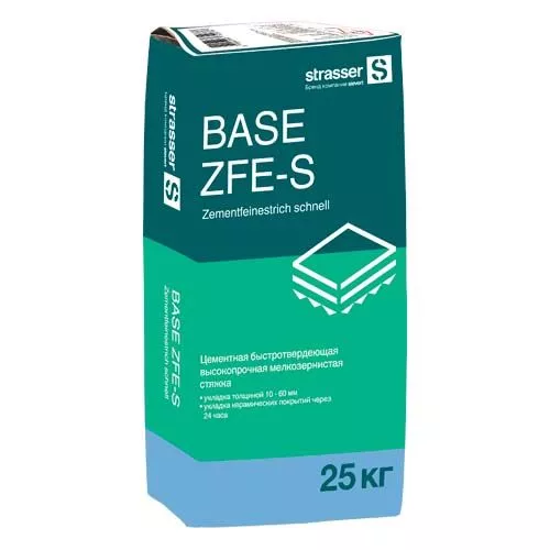 BASE ZFE-S, Quick-mix, Цементная быстротвердеющая высокопрочная мелкозернистая стяжка, 25 кг, 72977 - Тёплая Керамика - Изображение