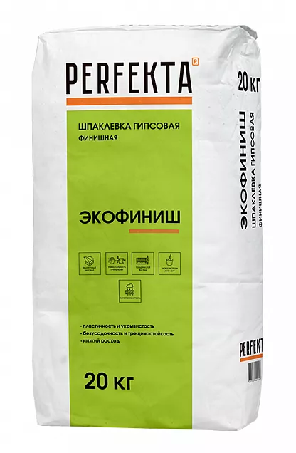 Шпаклевка гипсовая финишная Экофиниш, Perfekta, 20 кг, 0374 - Тёплая Керамика - Изображение