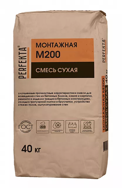 Смесь сухая Монтажная М200, Perfekta, 40 кг, 8134 - Тёплая Керамика - Изображение