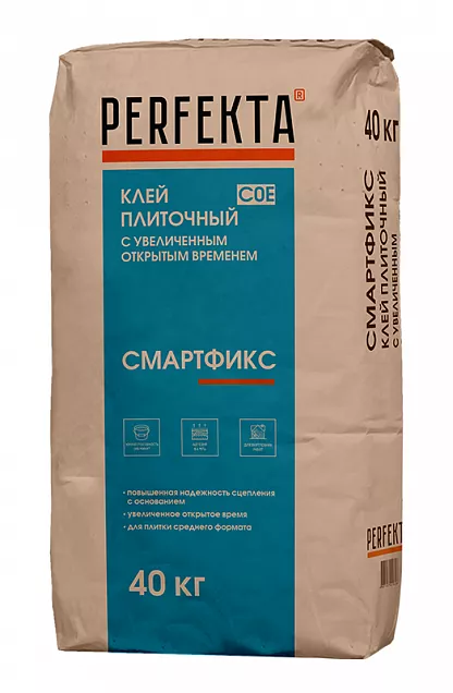 Клей плиточный с увеличенным открытым временем Смартфикс C0 E, Perfekta, 40 кг, 0855 - Тёплая Керамика - Изображение