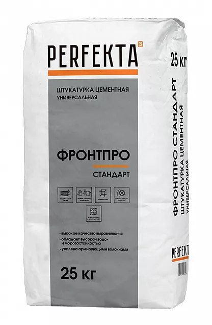 Штукатурка цементная универсальная Фронтпро Стандарт, Perfekta, 25 кг, 2729 - Тёплая Керамика - Изображение