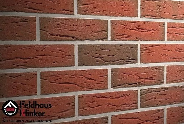 Клинкерная фасадная плитка R436NF9 "ardor mana" , красная пестрая,"рустикаль", с отделкой под шагрен - Тёплая Керамика - Изображение 1