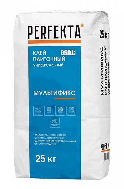 Клей плиточный универсальный Мультификс C1 TE, Perfekta, 25 кг, 0732 - Тёплая Керамика - Изображение