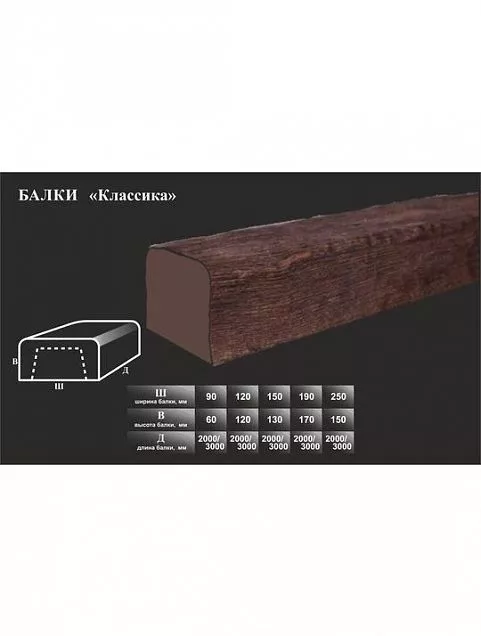 Балка "Классика" АС БК 60-90-2000 - Тёплая Керамика - Изображение 2
