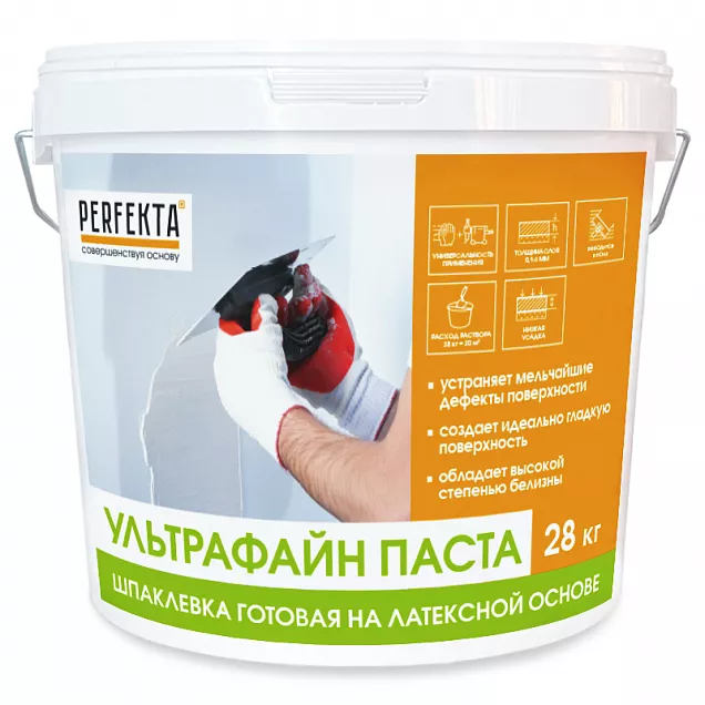 Шпаклевка готовая на латексной основе Ультрафайн Паста, Perfekta, 28 кг, 2316 - Тёплая Керамика - Изображение