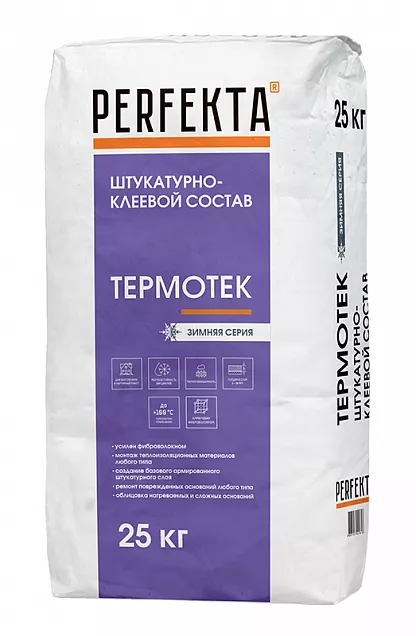 Штукатурно-клеевой состав Термотек Зимняя серия, Perfekta, 25 кг, 0817 - Тёплая Керамика - Изображение