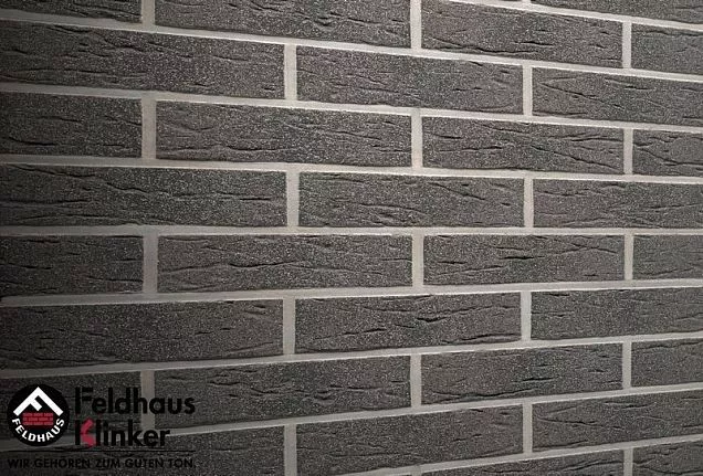 Клинкерная фасадная плитка R735DF9 "anthracit mana" антрацит с оттенками, "рустикаль" с отделкой под - Тёплая Керамика - Изображение 1